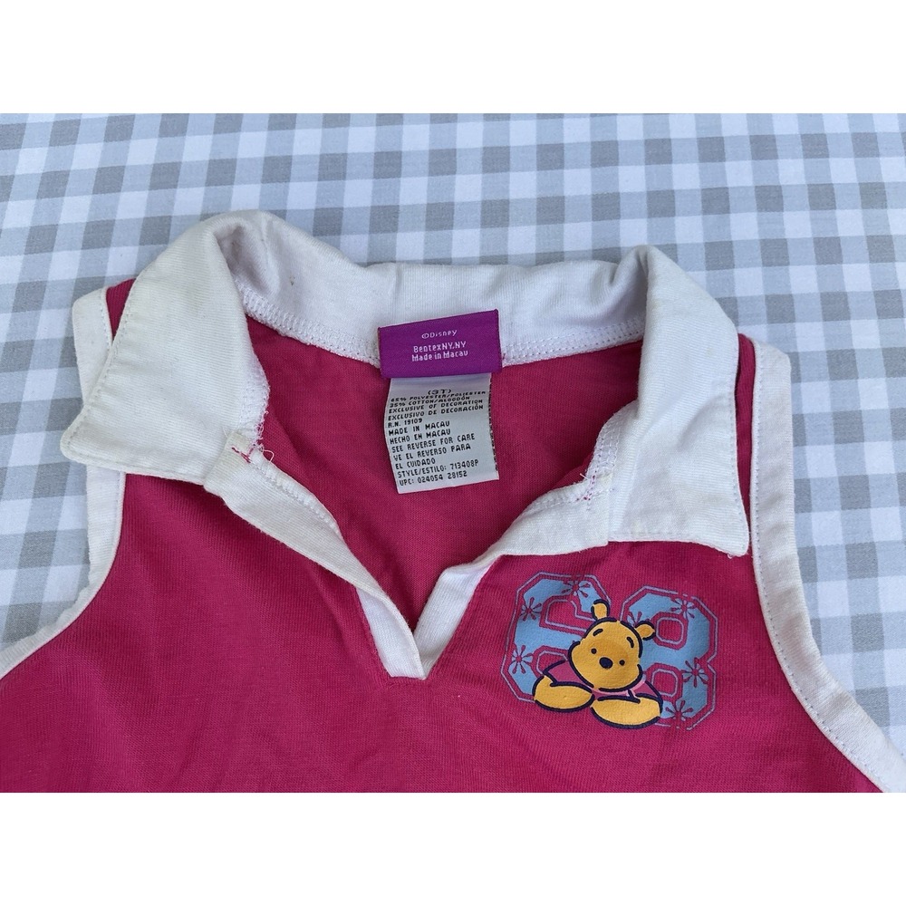 Vintage Disney Pooh Pink Dress Collared 3T Rare Winnie The Pooh 90's - Picture 4 of 4